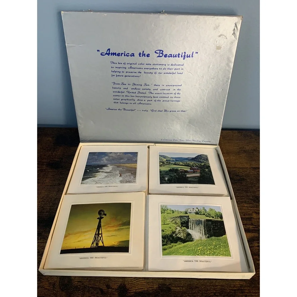 America The Beautiful Color Photograph Note Card Set Vintage 12 Cards